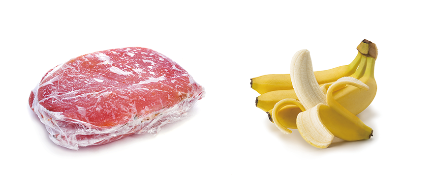 バナナと凍った肉、どちらが切りやすいかを想像してみましょう