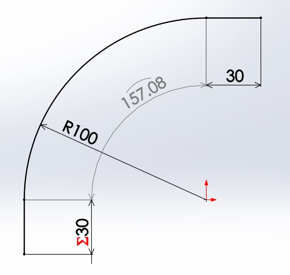図4　スケッチの開始　R100の円弧