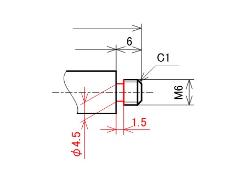 図1-8 逃がし溝の形状と寸法記入例（該当部詳細）