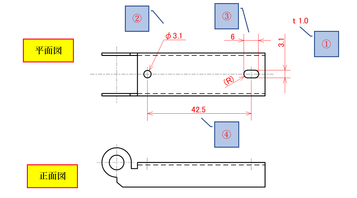 図5-5 取り付けの位置決めに関連する寸法の記入例