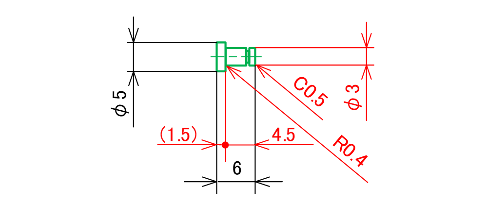 図4-10 段付き形状の寸法記入例