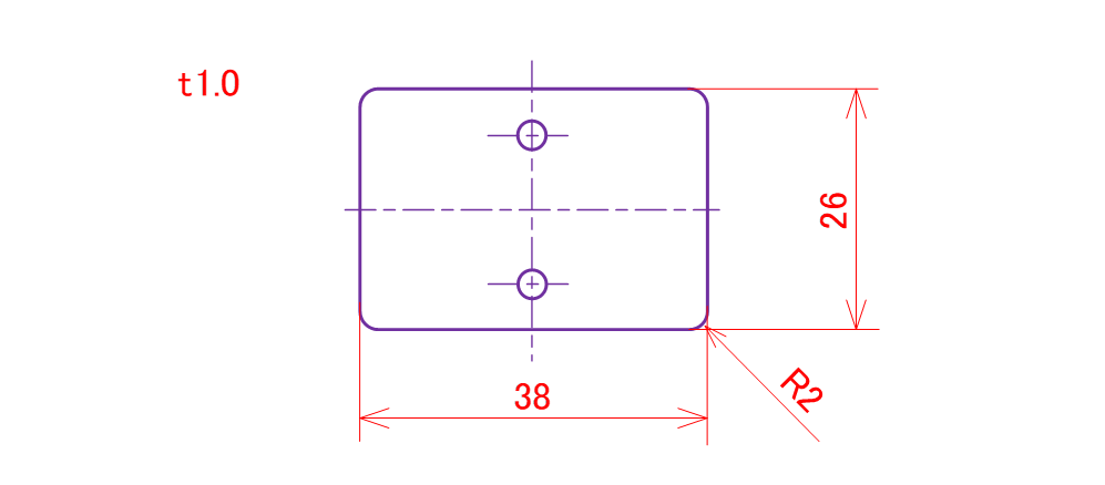 図4-15 板厚と外側形状の寸法記入例