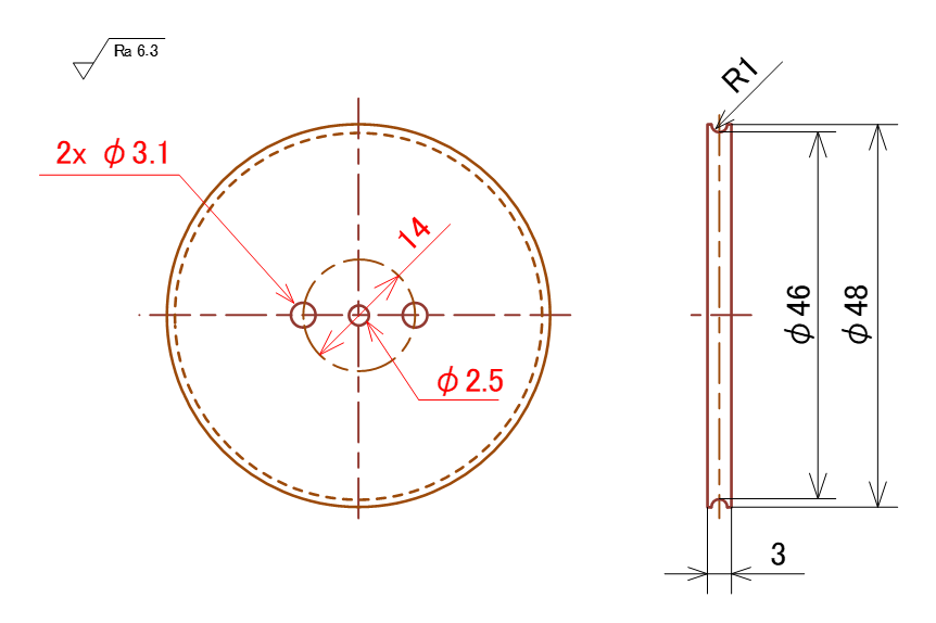 図6-8 取付穴の寸法記入例