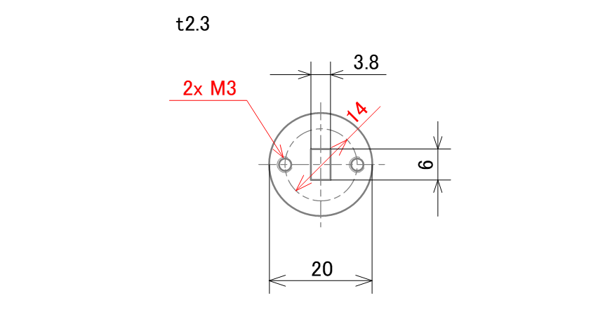 図6-10 板厚と取付形状の寸法記入例