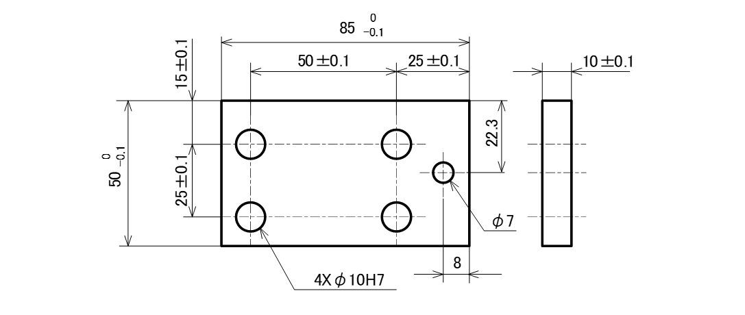 図1-5 “従来の寸法公差”を用いた寸法指示例