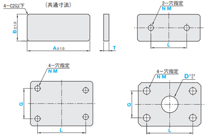 図1-2 板金 取付板・ブラケット（センター振り分けタイプ）の種類