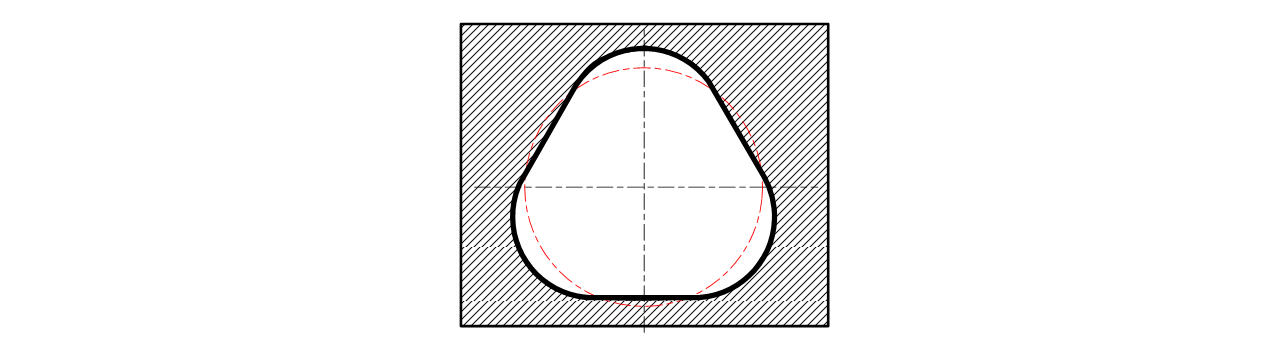 図7-4　ドリル加工でおむすび形に崩れた穴