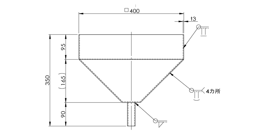 図12 表面形状の補助記号使用例