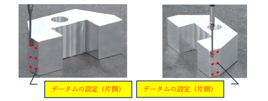 図16-17　CNC3次元測定機による対称度測定の例_b)　データムの設定
