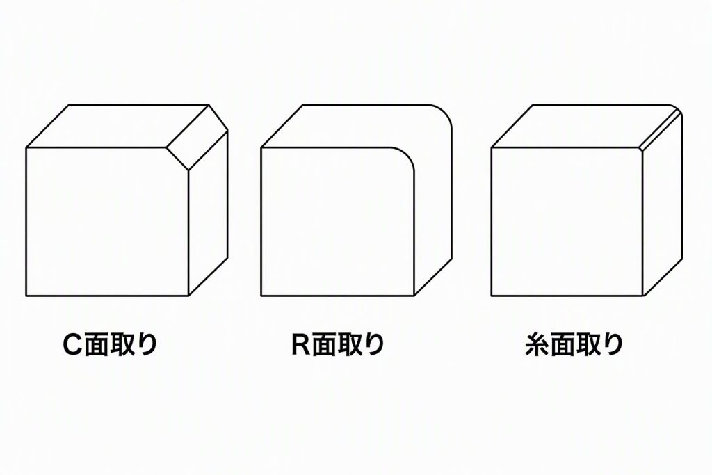 面取りの種類、C面取り・R面取り・糸面取りの違い